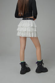 Star Lace Frill Mini Skirt