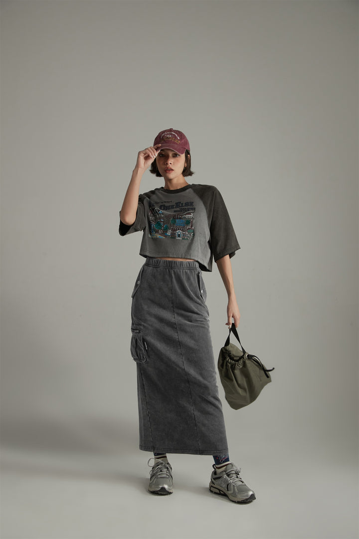 Long Pocket Banded Pocket Skirt