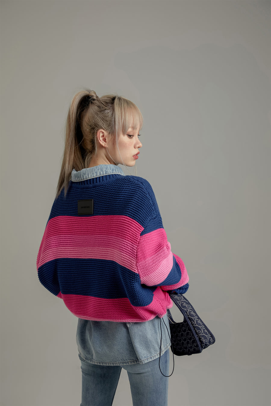 CHUU Striped Loose Fit Knit Sweater