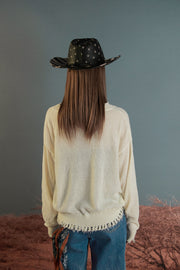 Damaged Fringe Hem Knit Sweater