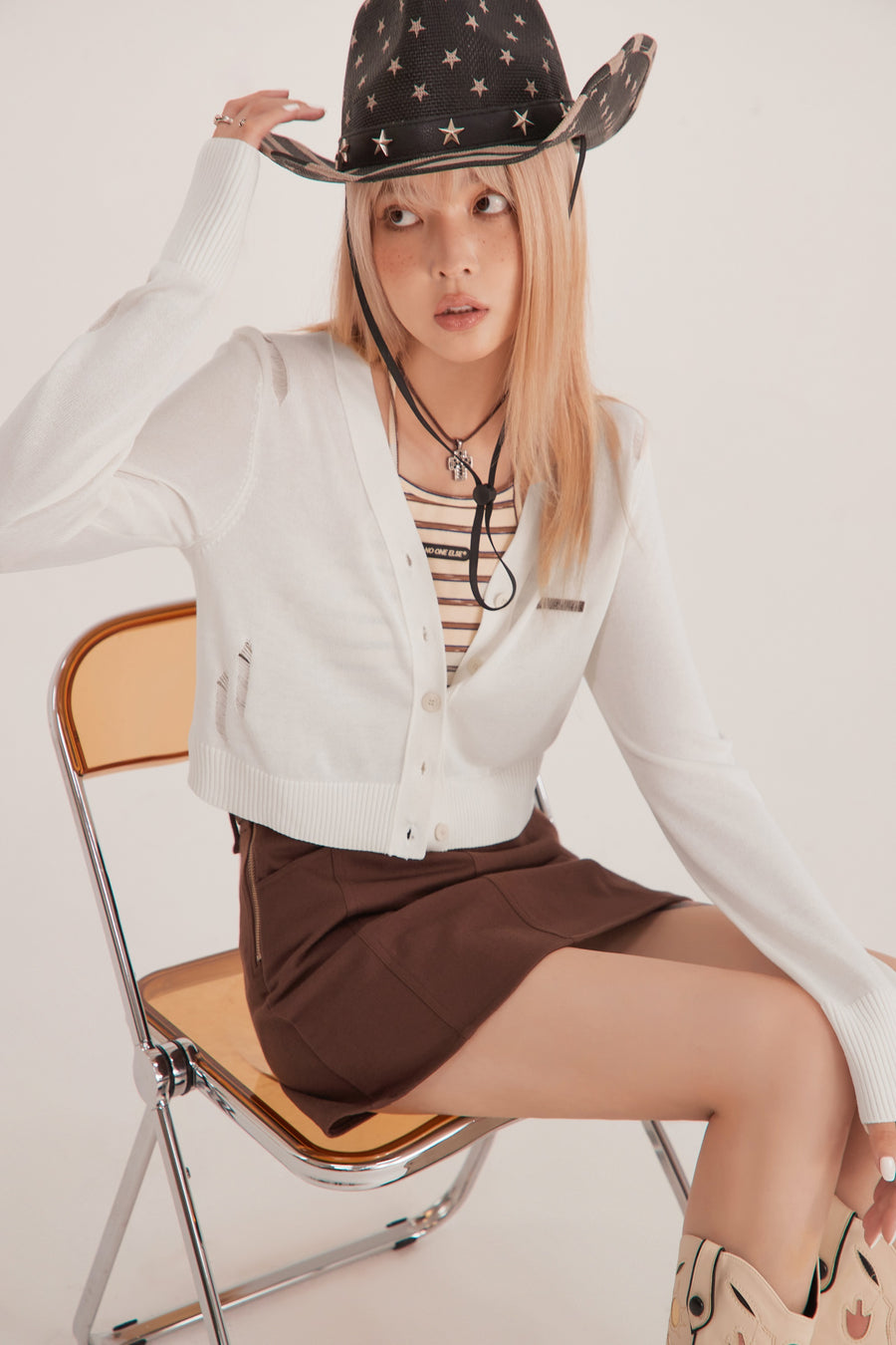 CHUU V-Neck Simple See-Through Cardigan