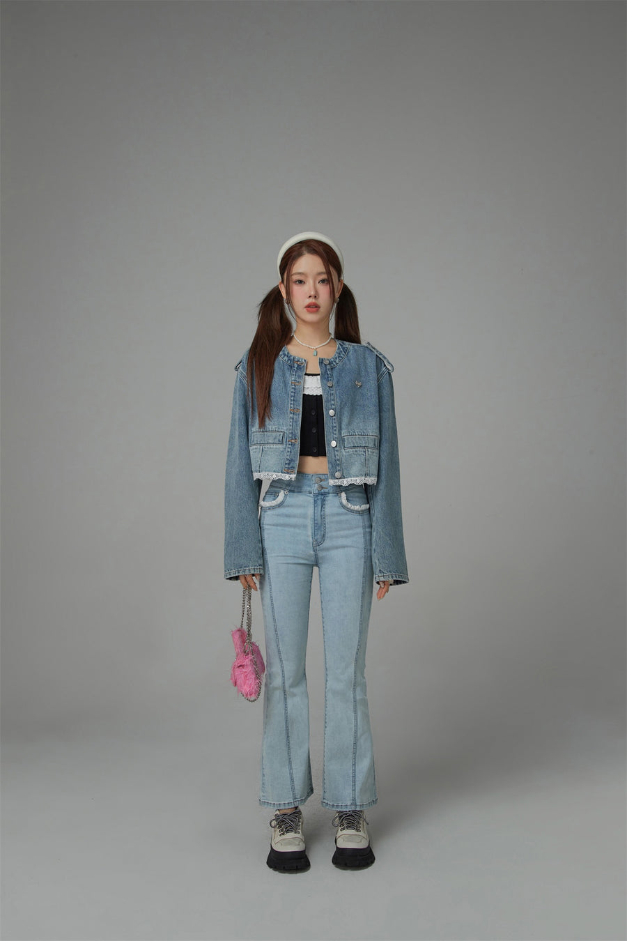 CHUU Lace Pockets Bootcut Jeans