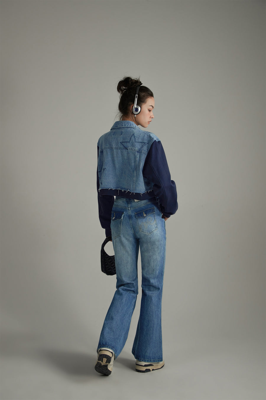 CHUU Double Belted Slit Bootcut Denim Jeans