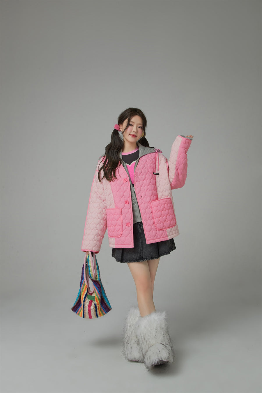 CHUU Chuu Heart Quilted Jacket