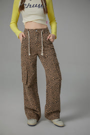 Leopard Pocket Denim Long Pants