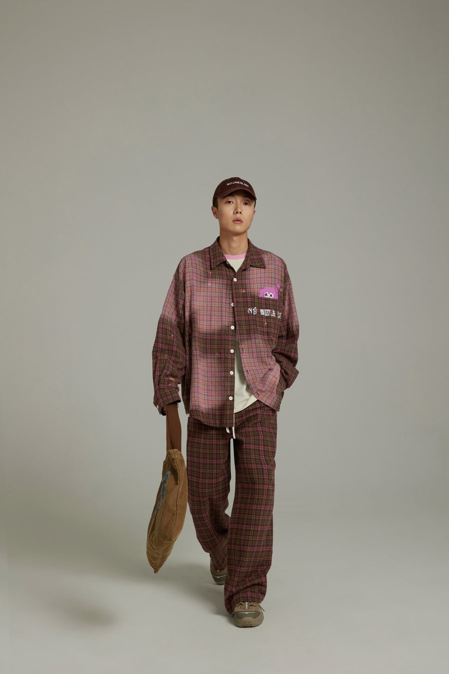 CHUU Check Wide Casual Stright Pants