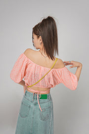 Leo Flowers Off-Shoulder Wrap Blouse