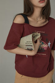 Chuu Circus Off Shoulder Unbalanced Sweatshirt