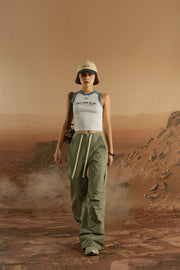 String Wide Cargo Pants