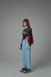 String Denim Jogger Pants