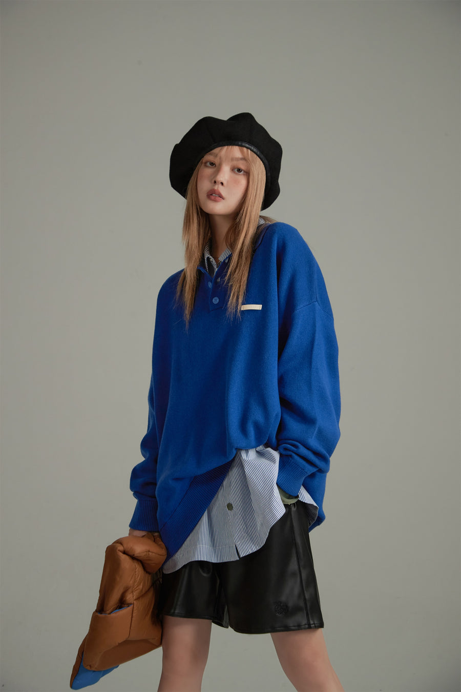 CHUU Polo Collar Long Sleeve Knit Sweater