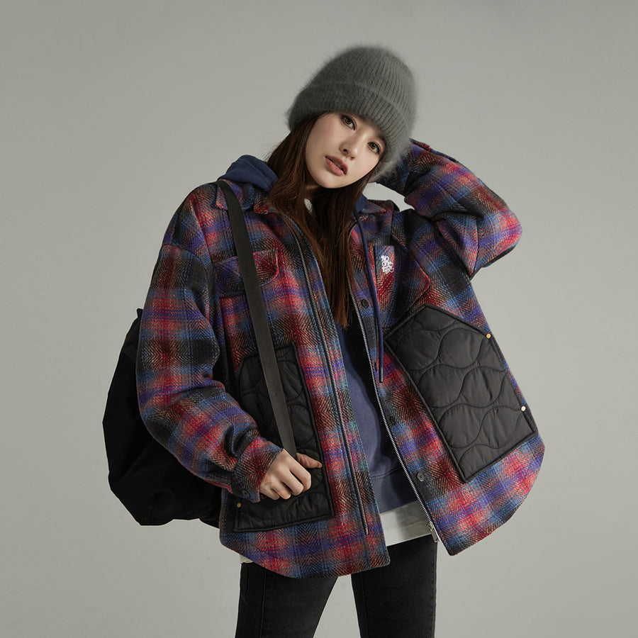 CHUU Color Block Check Loose Fit Coat