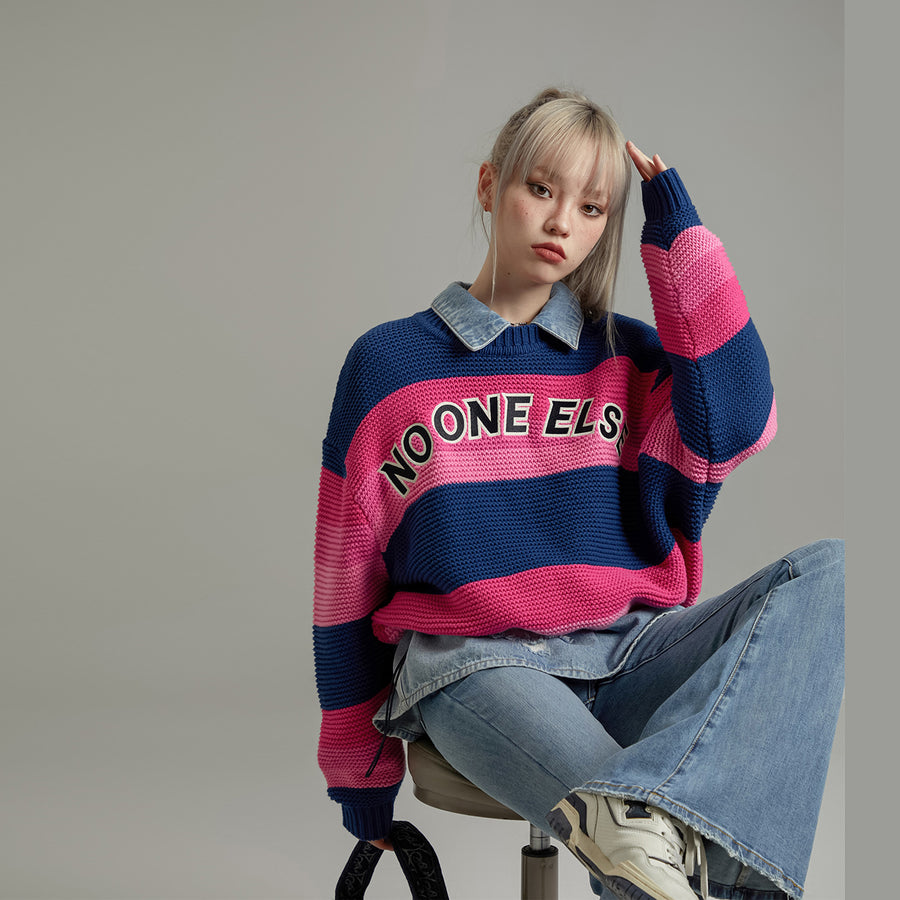 CHUU Striped Loose Fit Knit Sweater