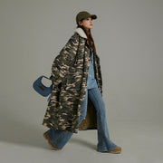 Camo Loose Fit Dumble Collar Coat