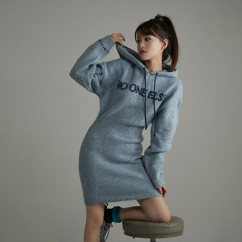 CHUU Cozy Hooded Knit Dress