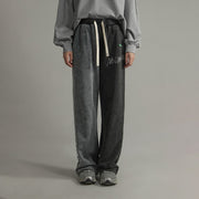 Faux Denim Wide Jogger Pants