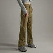 Simple High-Waisted Straight Khaki Pants