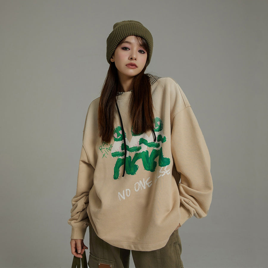 CHUU Cartoon Round Loose Fit Sweatshirt