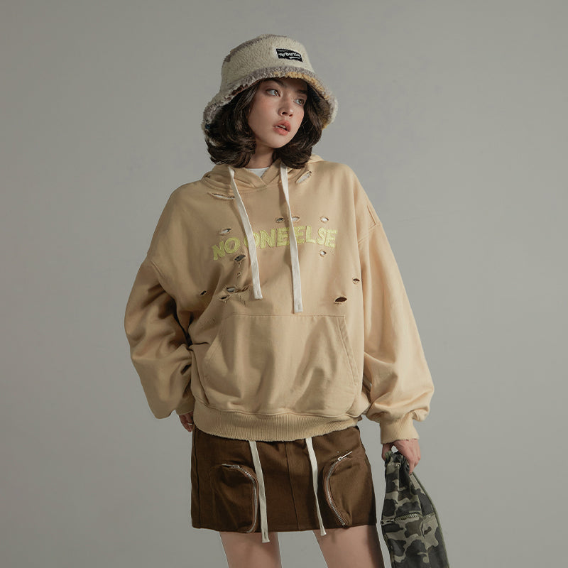 CHUU Punching Loose-Fit Hoodie