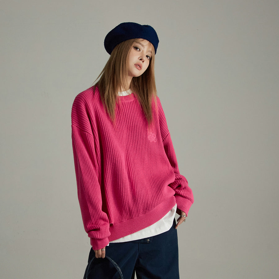 CHUU Bold Ribbed Slit Knit Sweater