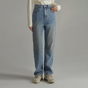 High-Waist Wide Straight Jeans