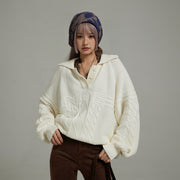 Polo Neck Overfit Knit Sweater