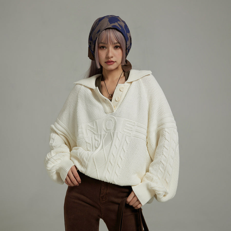 CHUU Polo Neck Overfit Knit Sweater