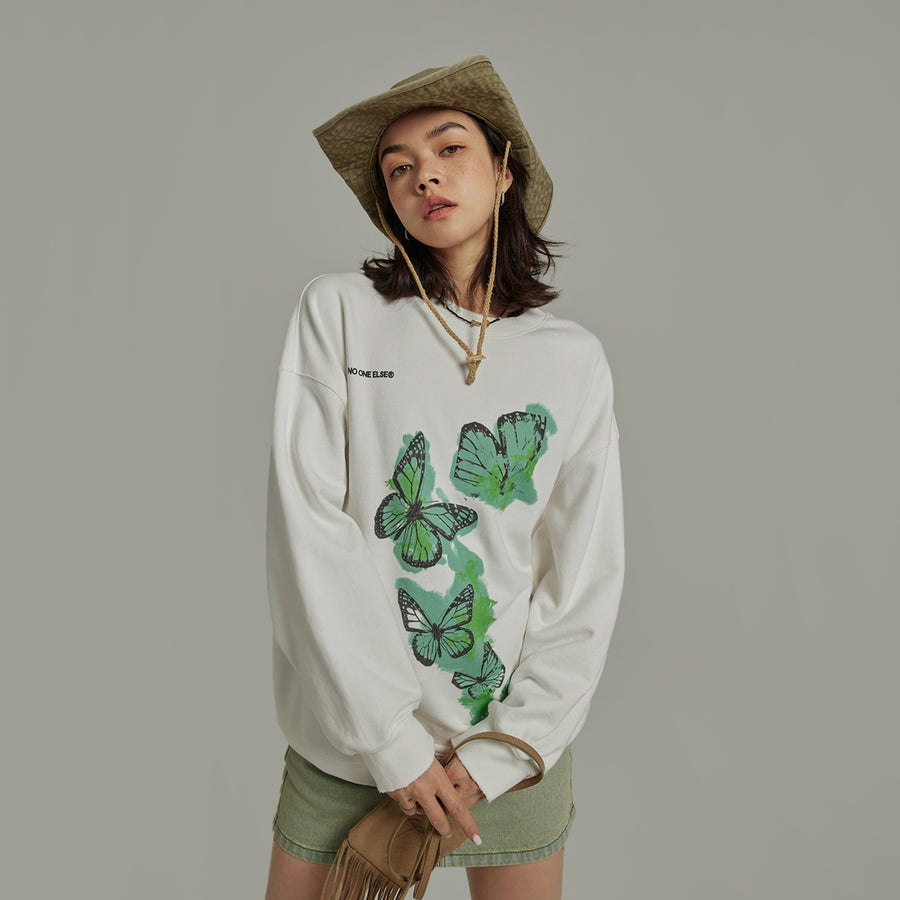 CHUU Butterflies Oversized Sweatshirt