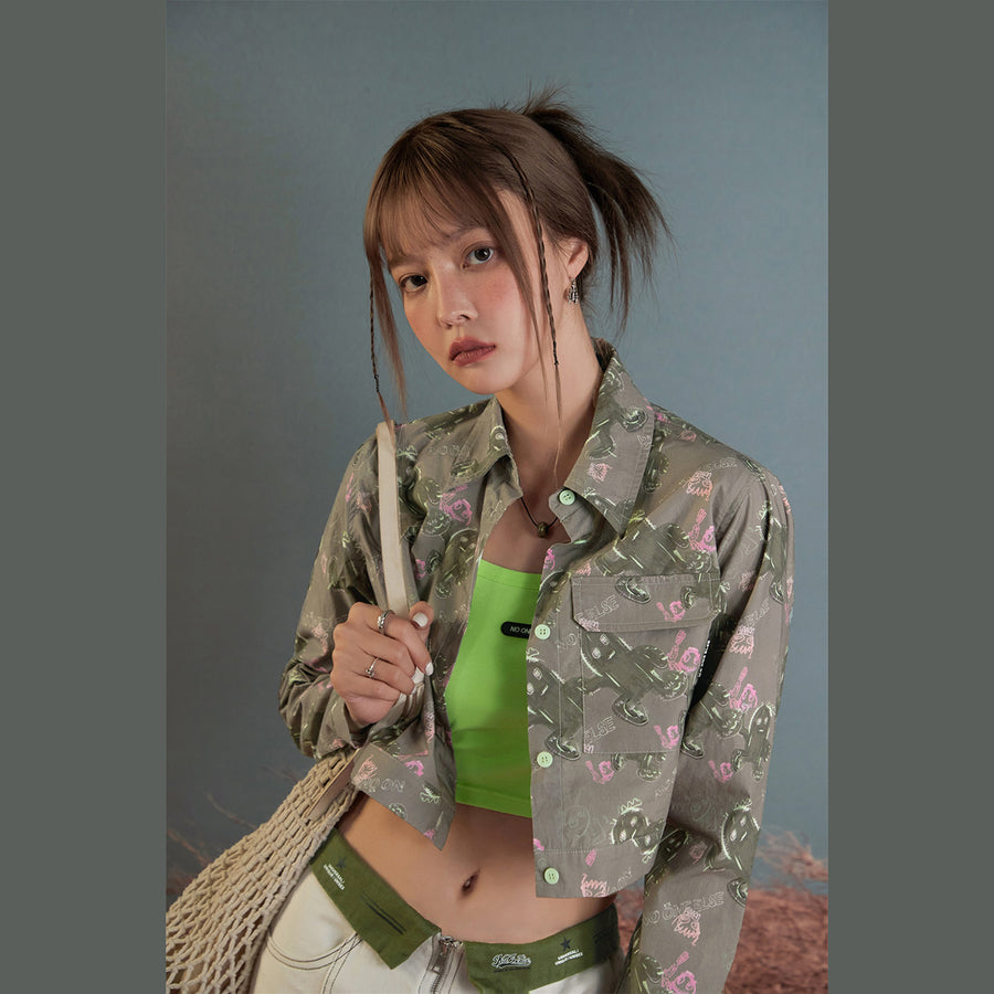 CHUU Running Cactus Vintage Crop Shirt