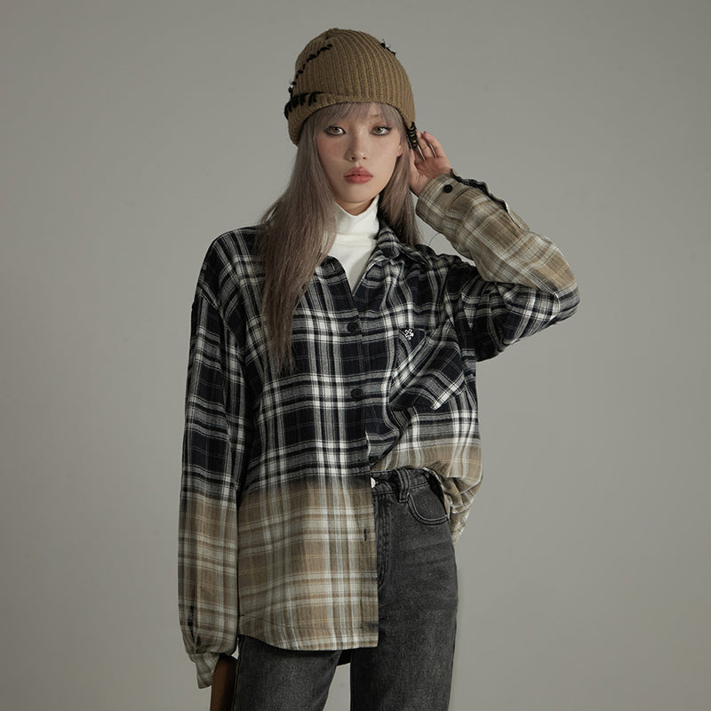 CHUU Gradient Check Loose Fit Shirt