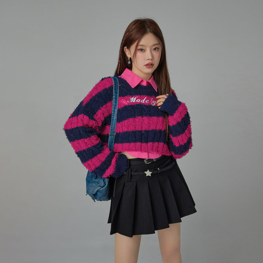 CHUU Pretty Bold Striped Cropped Knit Sweater