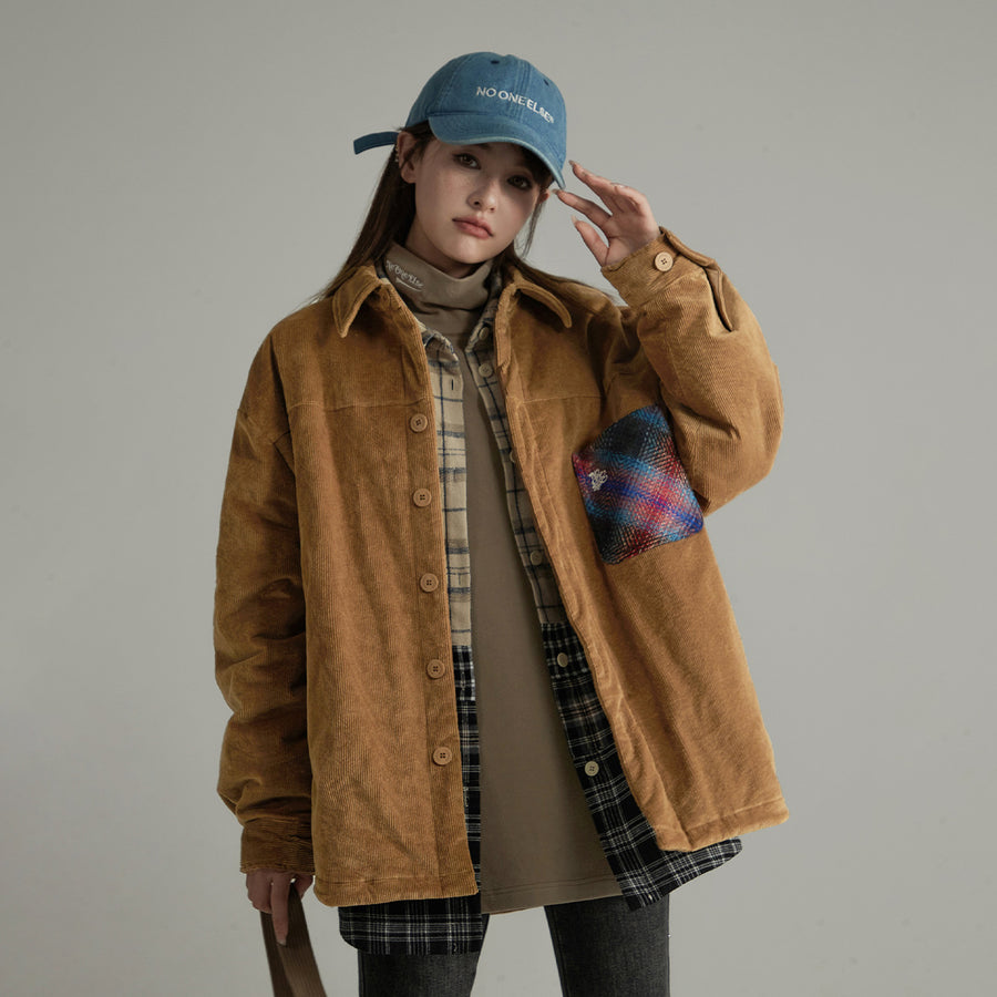 CHUU Color Block Corduroy Quilted Jacket