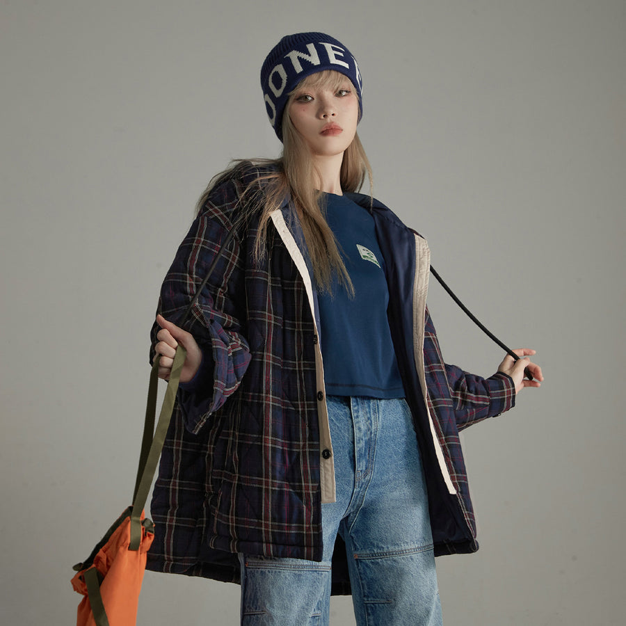 CHUU Check Loose-Fit Hooded Jacket