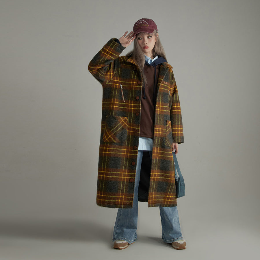 CHUU Vintage Check Loose Coat