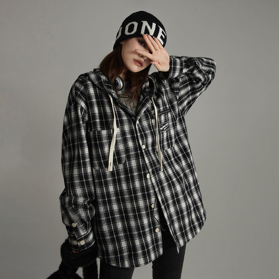 CHUU Classic Check Hoodie Shirt