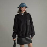 Side Pocket Fleece Round Neck Sweatshirt