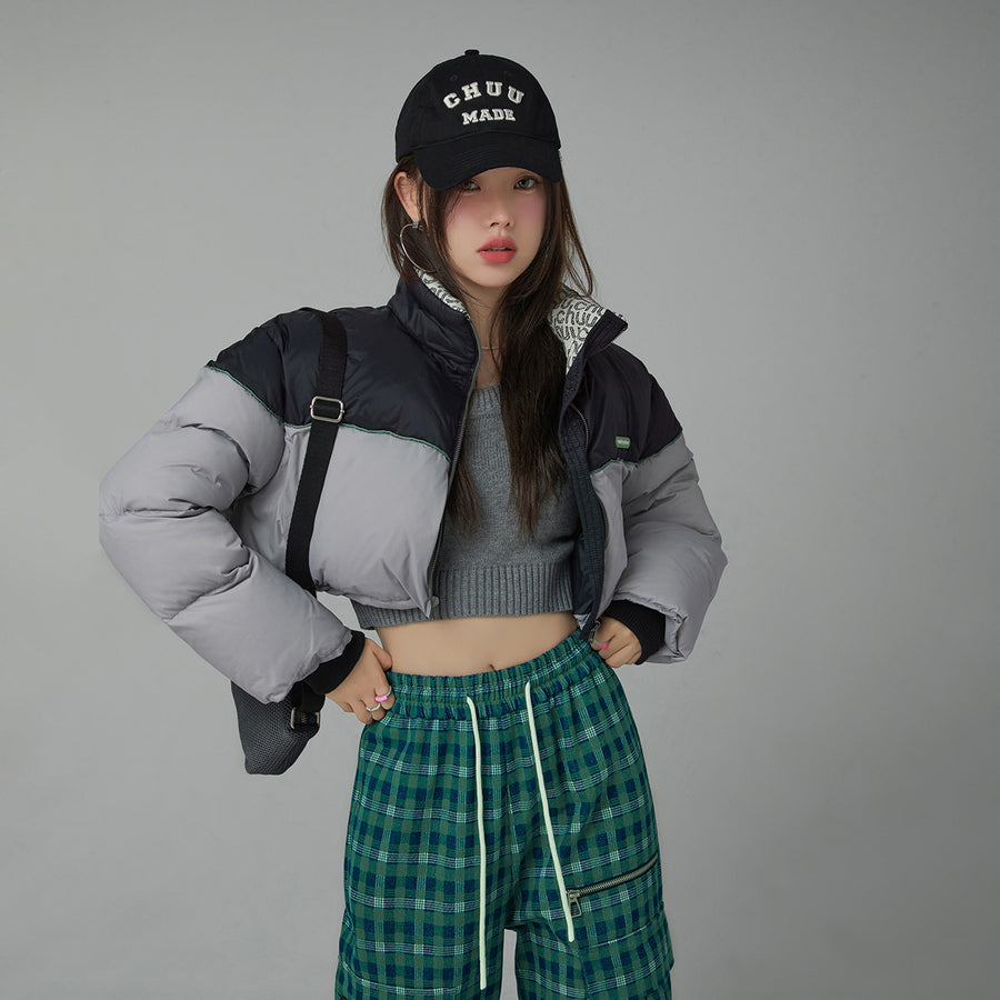 CHUU Pop Of Color Crop Padded Jacket