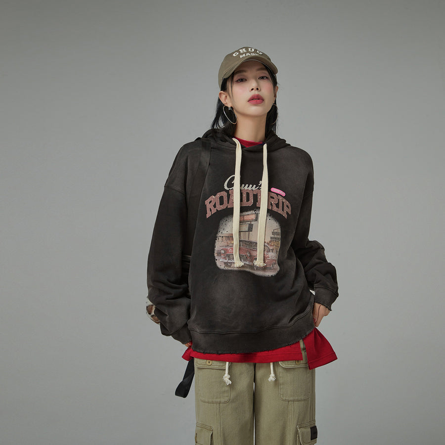 CHUU Road Trip Printed Loose Fit Hoodie