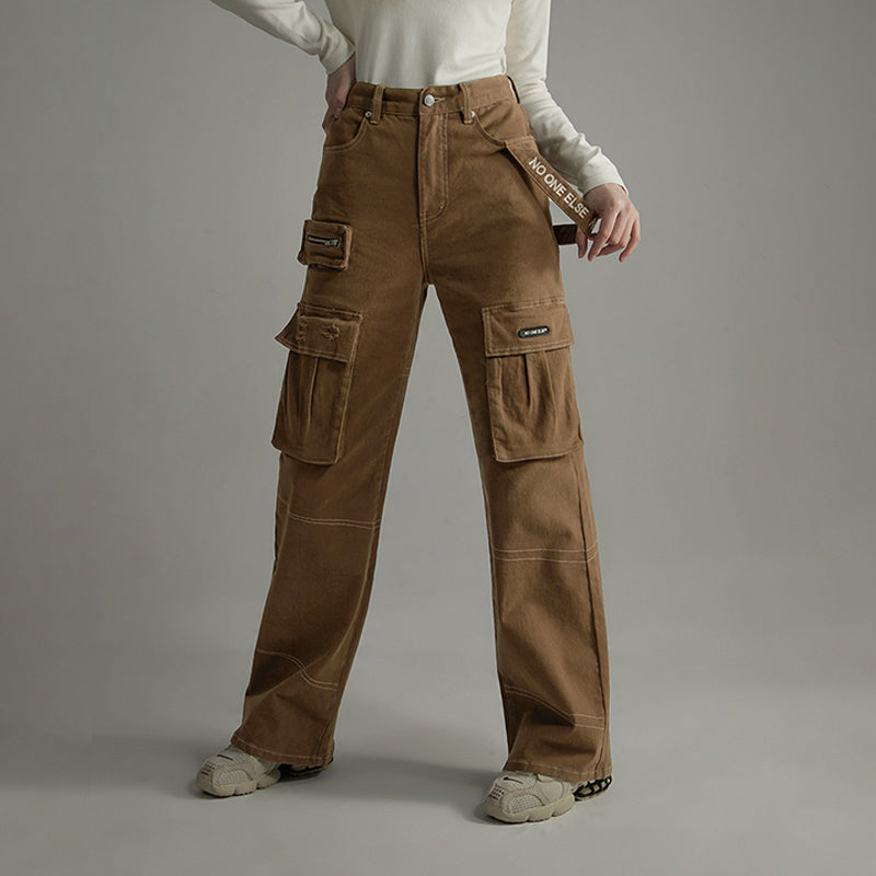 CHUU High-Waisted Cargo Straight Pants