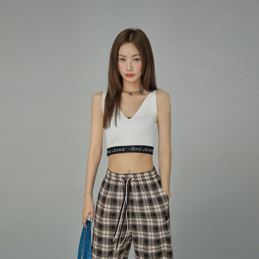 CHUU '-5Kg Jeans Knit Bra Top