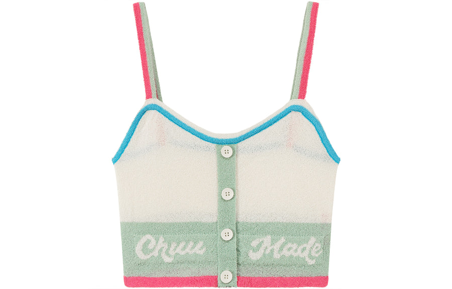 CHUU Color Lined Button Bustier Top