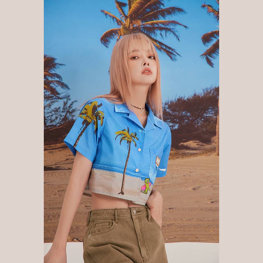 CHUU Palm Tree Crop Shirt