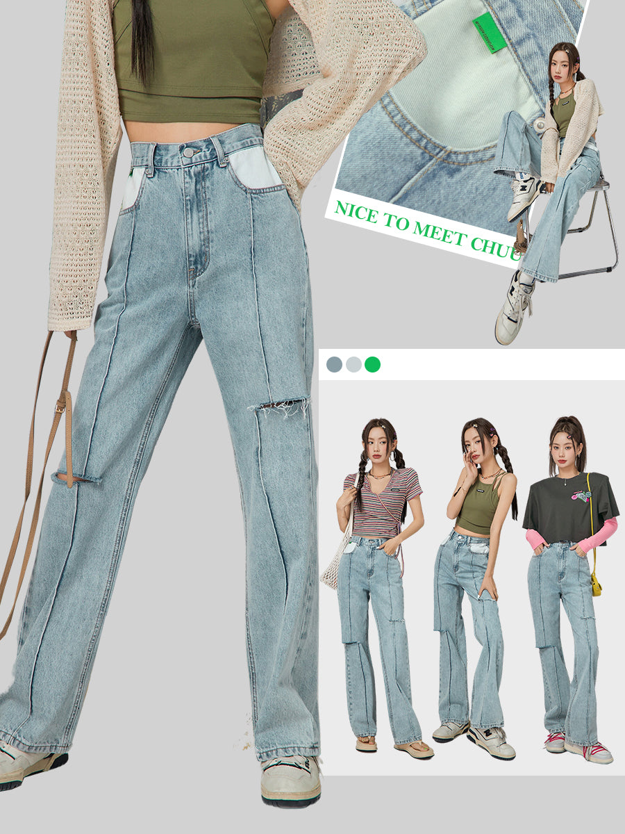 CHUU Cut-Off Bootcut Jeans