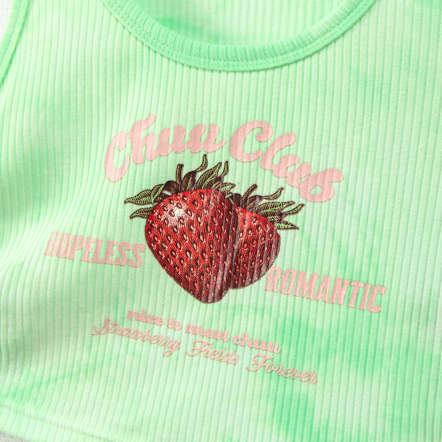 CHUU Rushed Strawberry Sleeveless Shirt