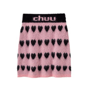 Wall Of Hearts Jacquard Knit Skirt