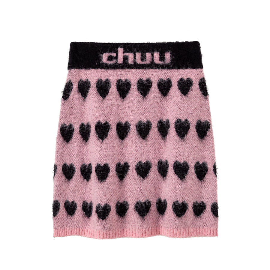 CHUU Wall Of Hearts Jacquard Knit Skirt