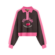 Your Favorite Girl Cherry Fleece Loose Sweatshirt