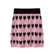 Wall Of Hearts Jacquard Knit Skirt