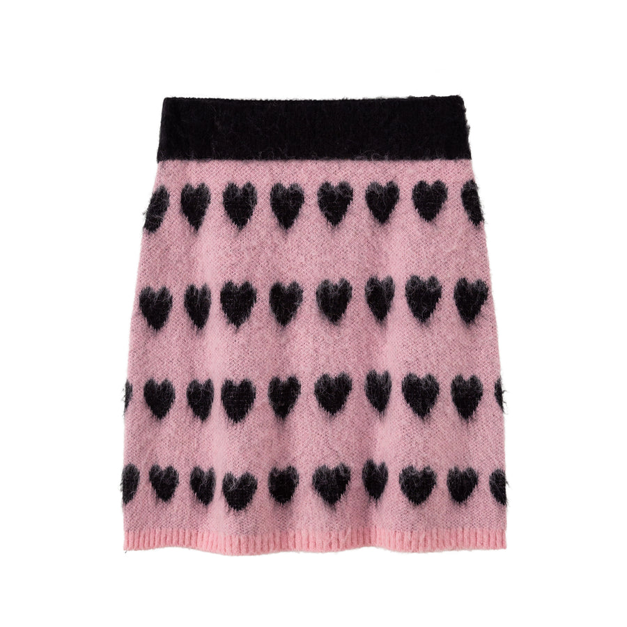 CHUU Wall Of Hearts Jacquard Knit Skirt