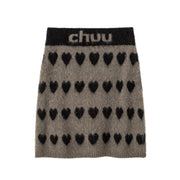 Wall Of Hearts Jacquard Knit Skirt